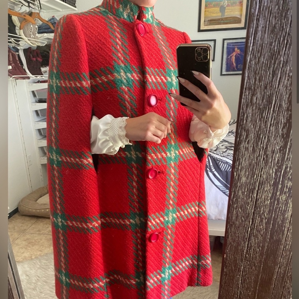 INSANE VINTAGE 1950'S PLAID WOOL CAPE